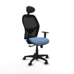 Alocén sincro malla negra bali azul cielo brazos 1D base poliamida cabecero fijo ruedas nailon 50mm