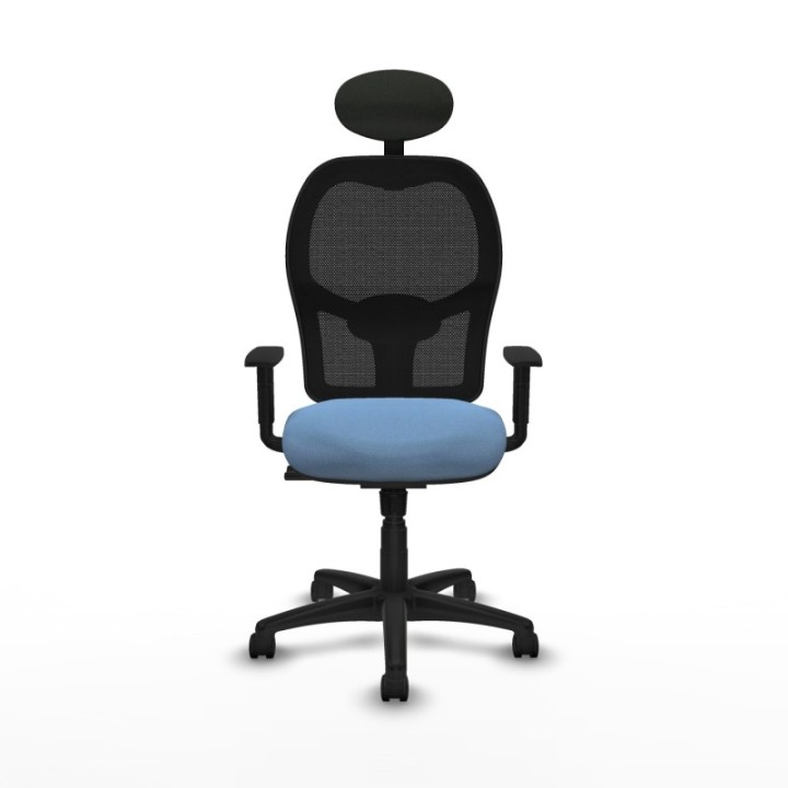 Alocén sincro malla negra bali azul cielo brazos 1D base poliamida cabecero fijo ruedas nailon 50mm