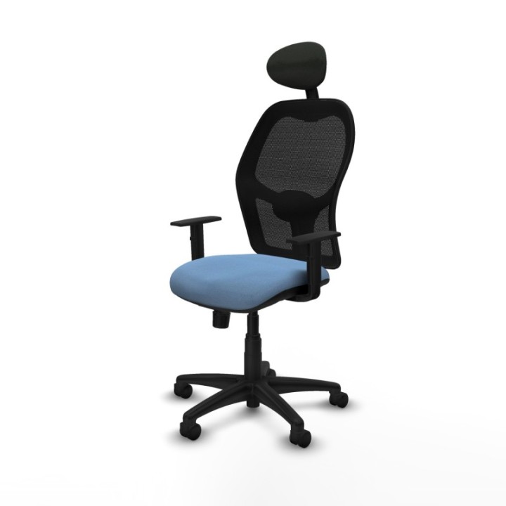 Alocén sincro malla negra bali azul cielo brazos 1D base poliamida cabecero fijo ruedas nailon 50mm