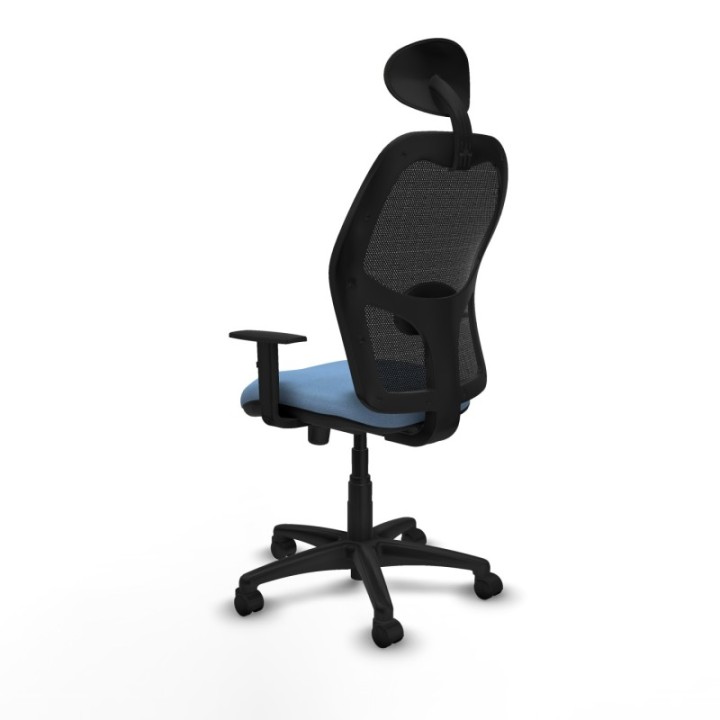 Alocén sincro malla negra bali azul cielo brazos 1D base poliamida cabecero fijo ruedas nailon 50mm