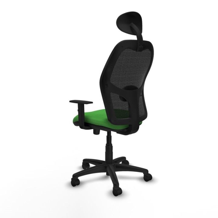 Alocén sincro malla negra bali verde brazos 1D base poliamida cabecero fijo ruedas nailon 50mm