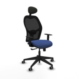 Alocén sincro malla negra bali azul marino brazos 1D base piramidal cabecero fijo ruedas engomadas 65mm