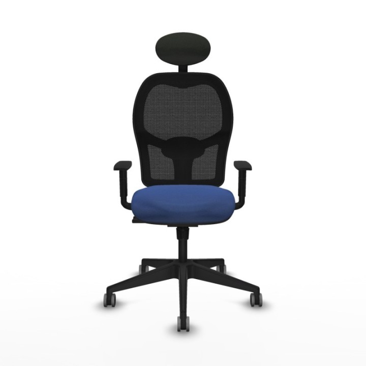 Alocén sincro malla negra bali azul marino brazos 1D base piramidal cabecero fijo ruedas engomadas 65mm