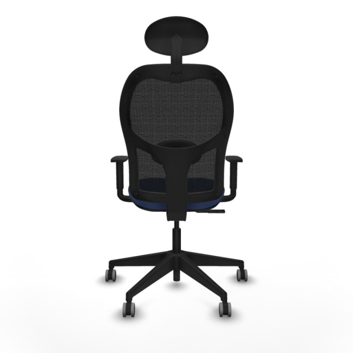 Alocén sincro malla negra bali azul marino brazos 1D base piramidal cabecero fijo ruedas engomadas 65mm