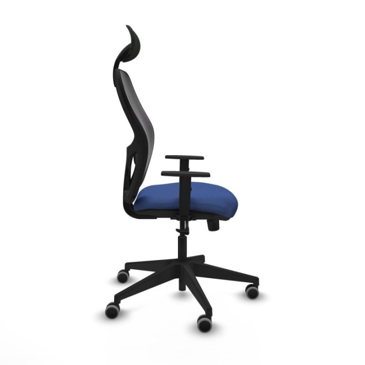 Alocén sincro malla negra bali azul marino brazos 1D base piramidal cabecero fijo ruedas engomadas 65mm