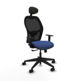 Alocén sincro malla negra bali azul marino brazos 1D base piramidal cabecero fijo ruedas nailon 65mm