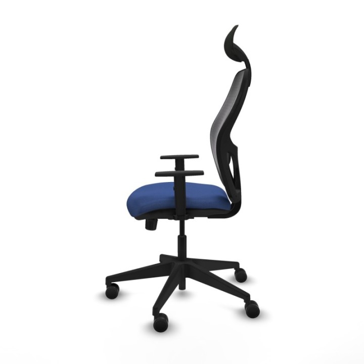 Alocén sincro malla negra bali azul marino brazos 1D base piramidal cabecero fijo ruedas nailon 65mm