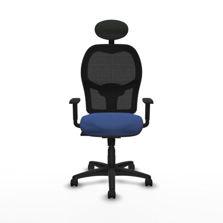 Alocén sincro malla negra bali azul marino brazos 1D base poliamida cabecero fijo ruedas nailon 50mm