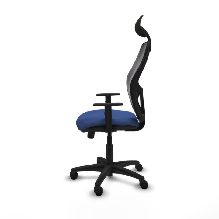 Alocén sincro malla negra bali azul marino brazos 1D base poliamida cabecero fijo ruedas nailon 50mm