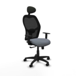 Alocén sincro malla negra bali gris brazos 1D base poliamida cabecero fijo ruedas nailon 50mm