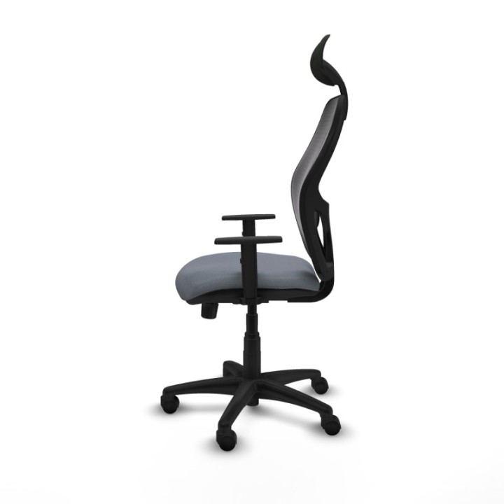 Alocén sincro malla negra bali gris brazos 1D base poliamida cabecero fijo ruedas nailon 50mm