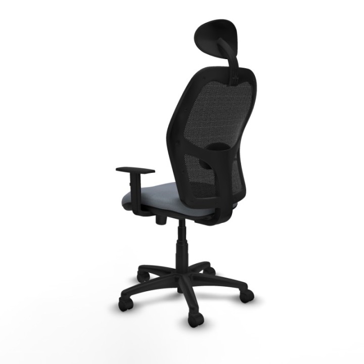 Alocén sincro malla negra bali gris brazos 1D base poliamida cabecero fijo ruedas nailon 50mm