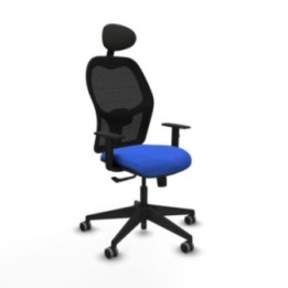 Alocén sincro malla negra bali azul brazos 1D base piramidal cabecero fijo ruedas engomadas 65mm