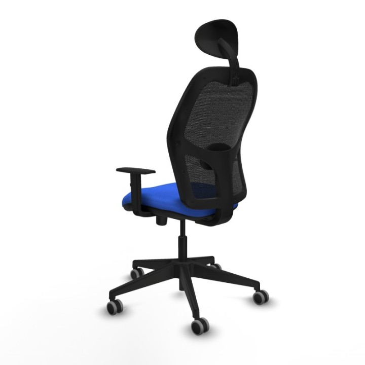 Alocén sincro malla negra bali azul brazos 1D base piramidal cabecero fijo ruedas engomadas 65mm