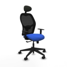 Alocén sincro malla negra bali azul brazos 1D base piramidal cabecero fijo ruedas nailon 65mm