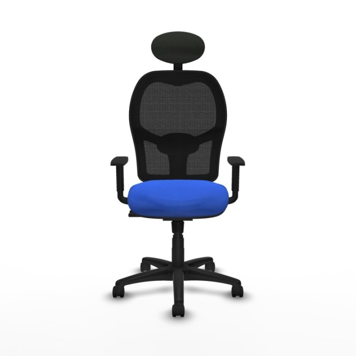 Alocén sincro malla negra bali azul brazos 1D base poliamida cabecero fijo ruedas nailon 50mm