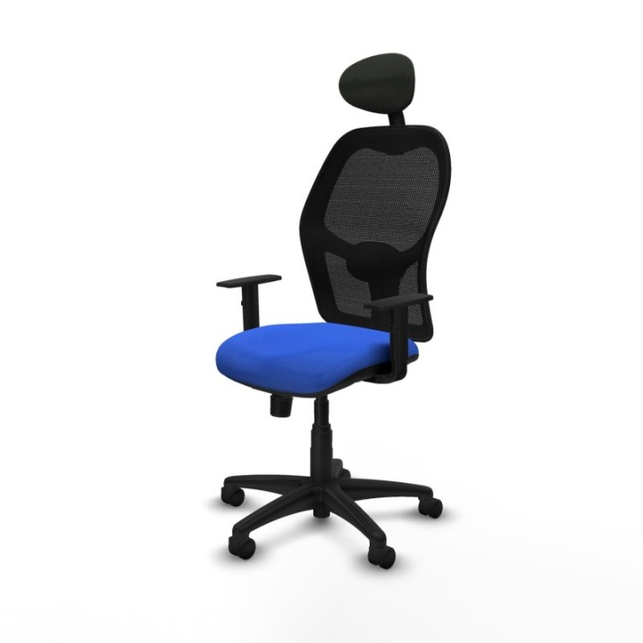 Alocén sincro malla negra bali azul brazos 1D base poliamida cabecero fijo ruedas nailon 50mm