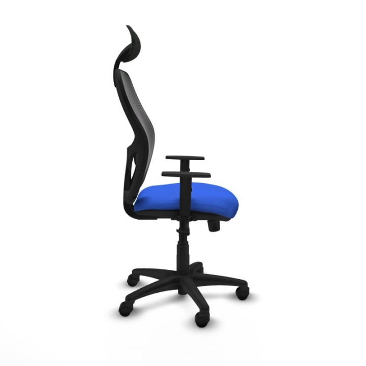 Alocén sincro malla negra bali azul brazos 1D base poliamida cabecero fijo ruedas nailon 50mm