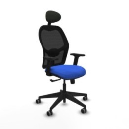 Alocén sincro malla negra bali azul brazos 2D base piramidal cabecero fijo ruedas engomadas 65mm