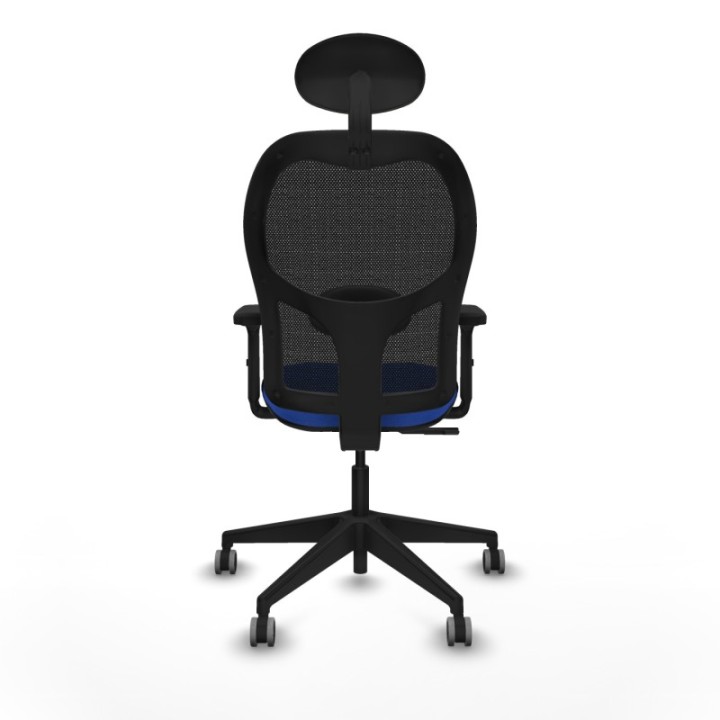 Alocén sincro malla negra bali azul brazos 2D base piramidal cabecero fijo ruedas engomadas 65mm