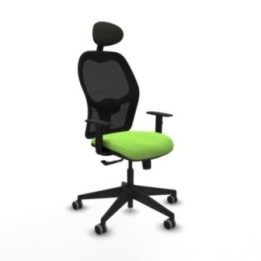 Alocén sincro malla negra bali pistacho brazos 1D base piramidal cabecero fijo ruedas engomadas 65mm