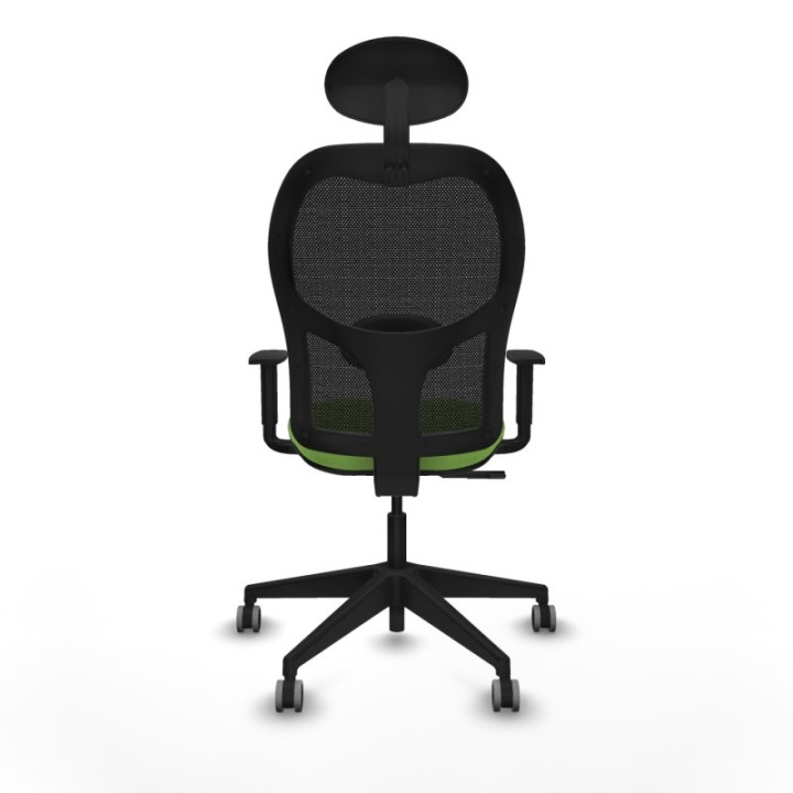 Alocén sincro malla negra bali pistacho brazos 1D base piramidal cabecero fijo ruedas engomadas 65mm