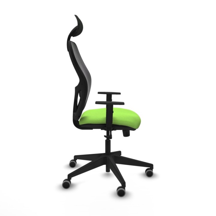 Alocén sincro malla negra bali pistacho brazos 1D base piramidal cabecero fijo ruedas engomadas 65mm