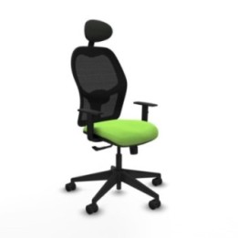 Alocén sincro malla negra bali pistacho brazos 1D base piramidal cabecero fijo ruedas nailon 65mm