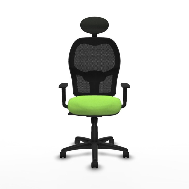 Alocén sincro malla negra bali pistacho brazos 1D base poliamida cabecero fijo ruedas nailon 50mm