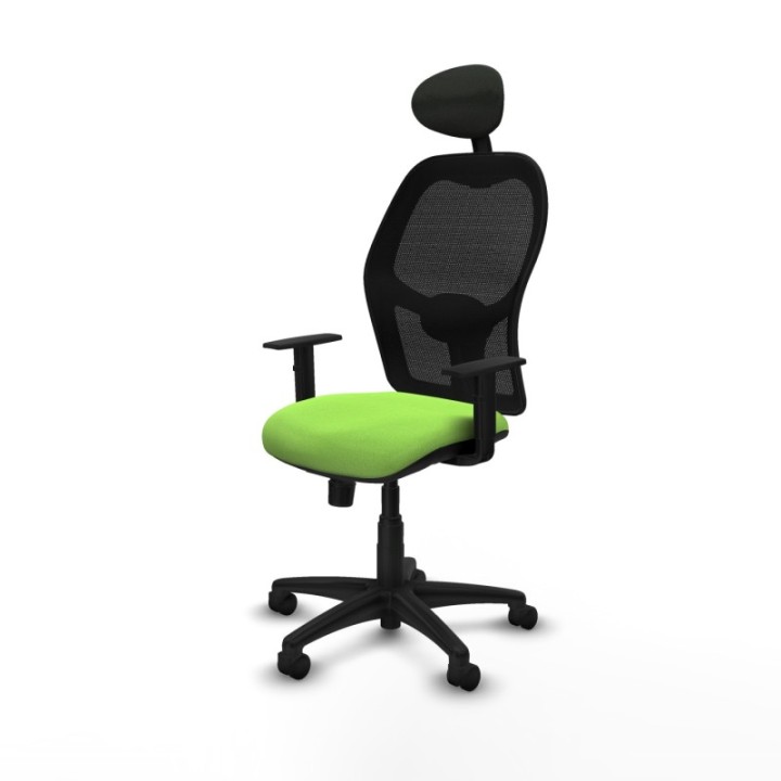 Alocén sincro malla negra bali pistacho brazos 1D base poliamida cabecero fijo ruedas nailon 50mm