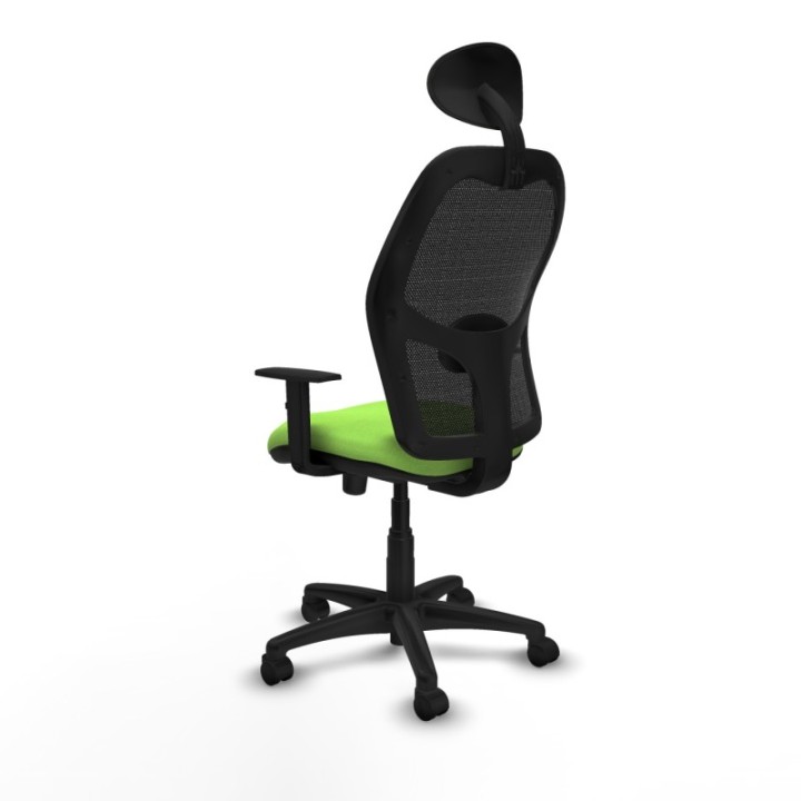 Alocén sincro malla negra bali pistacho brazos 1D base poliamida cabecero fijo ruedas nailon 50mm