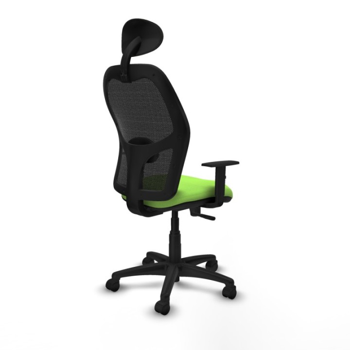 Alocén sincro malla negra bali pistacho brazos 1D base poliamida cabecero fijo ruedas nailon 50mm