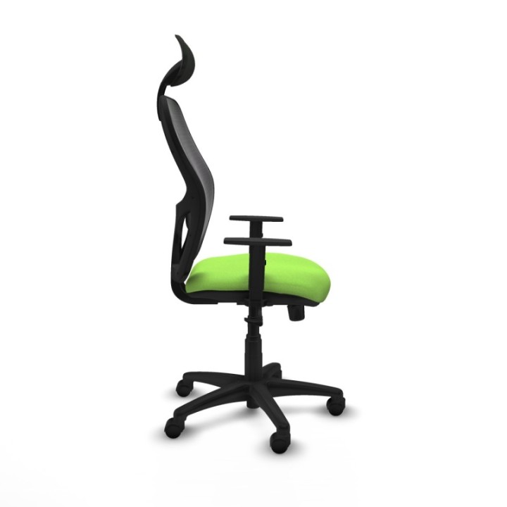 Alocén sincro malla negra bali pistacho brazos 1D base poliamida cabecero fijo ruedas nailon 50mm