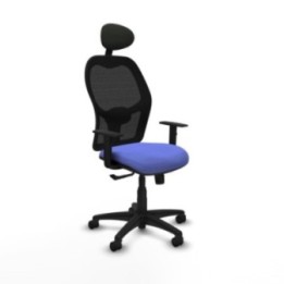 Alocén sincro malla negra bali azul claro brazos 1D base poliamida cabecero fijo ruedas nailon 50mm