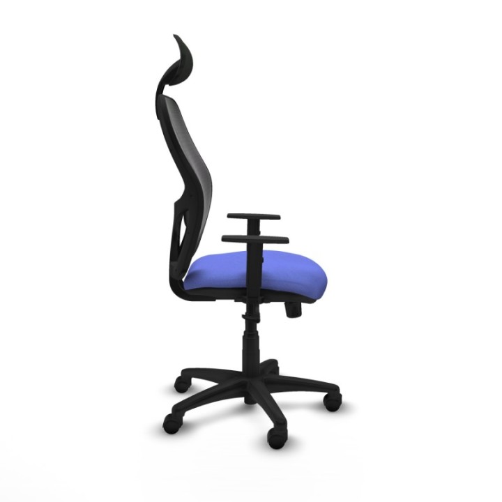 Alocén sincro malla negra bali azul claro brazos 1D base poliamida cabecero fijo ruedas nailon 50mm