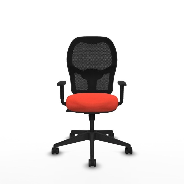 Alocén sincro malla negra bali naranja oscuro brazos 1D base piramidal  ruedas nailon 65mm