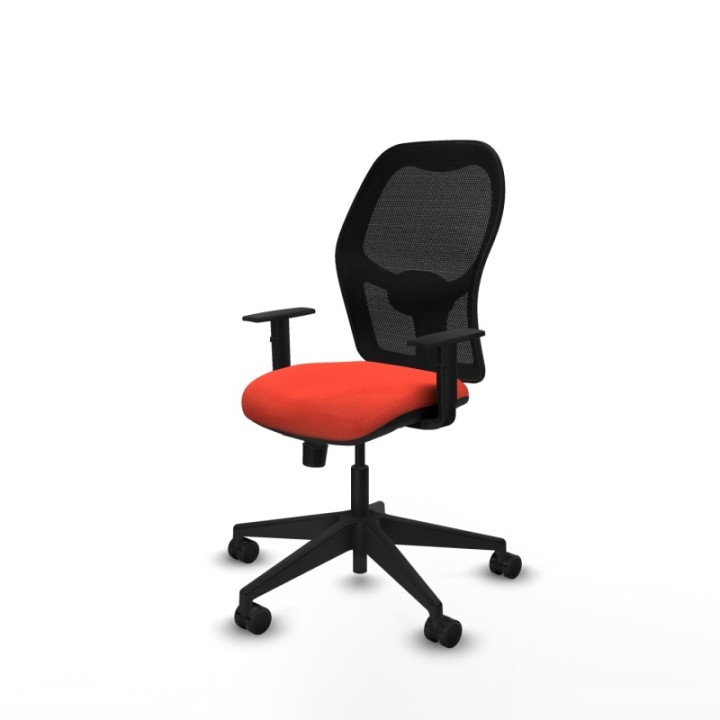 Alocén sincro malla negra bali naranja oscuro brazos 1D base piramidal  ruedas nailon 65mm