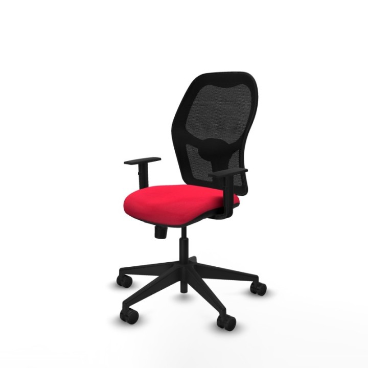 Alocén sincro malla negra bali rojo brazos 1D base piramidal  ruedas nailon 65mm