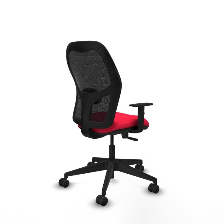 Alocén sincro malla negra bali rojo brazos 1D base piramidal  ruedas nailon 65mm