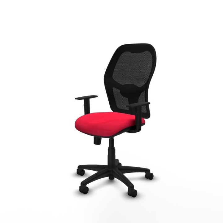 Alocén sincro malla negra bali rojo brazos 1D base poliamida  ruedas nailon 50mm