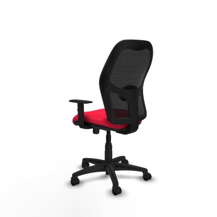 Alocén sincro malla negra bali rojo brazos 1D base poliamida  ruedas nailon 50mm