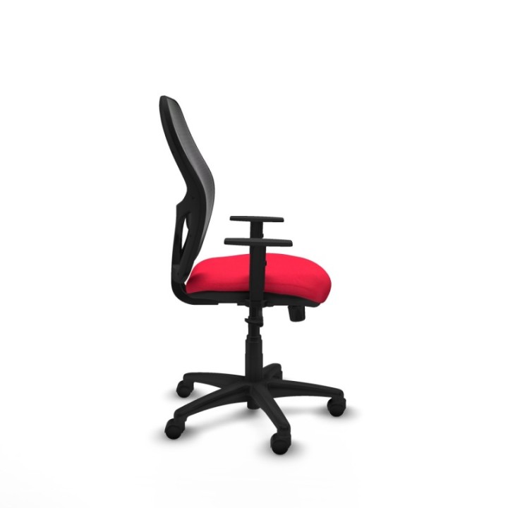 Alocén sincro malla negra bali rojo brazos 1D base poliamida  ruedas nailon 50mm