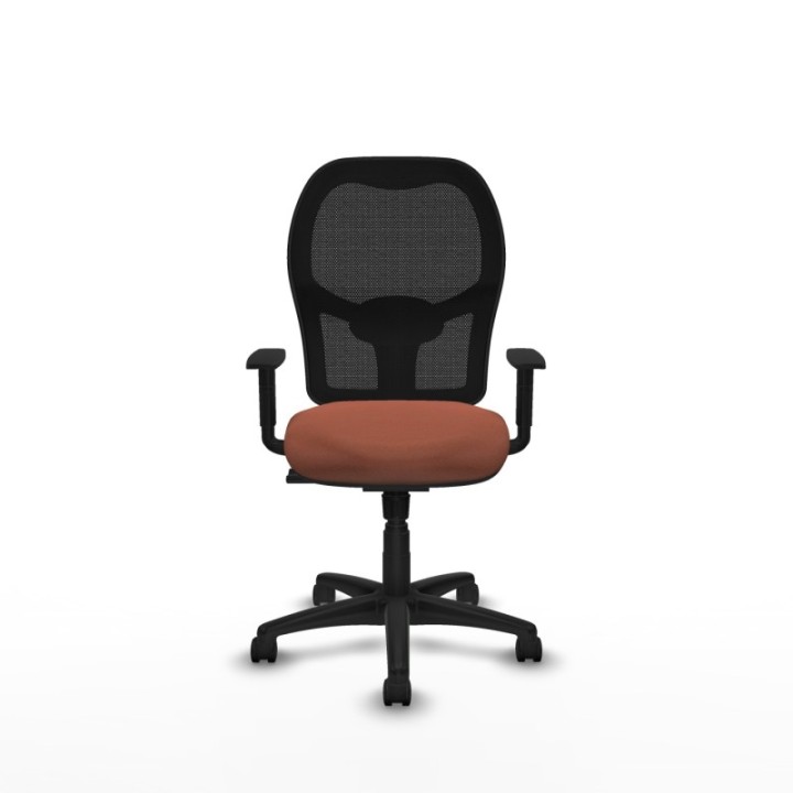 Alocén sincro malla negra bali marrón brazos 1D base poliamida  ruedas nailon 50mm