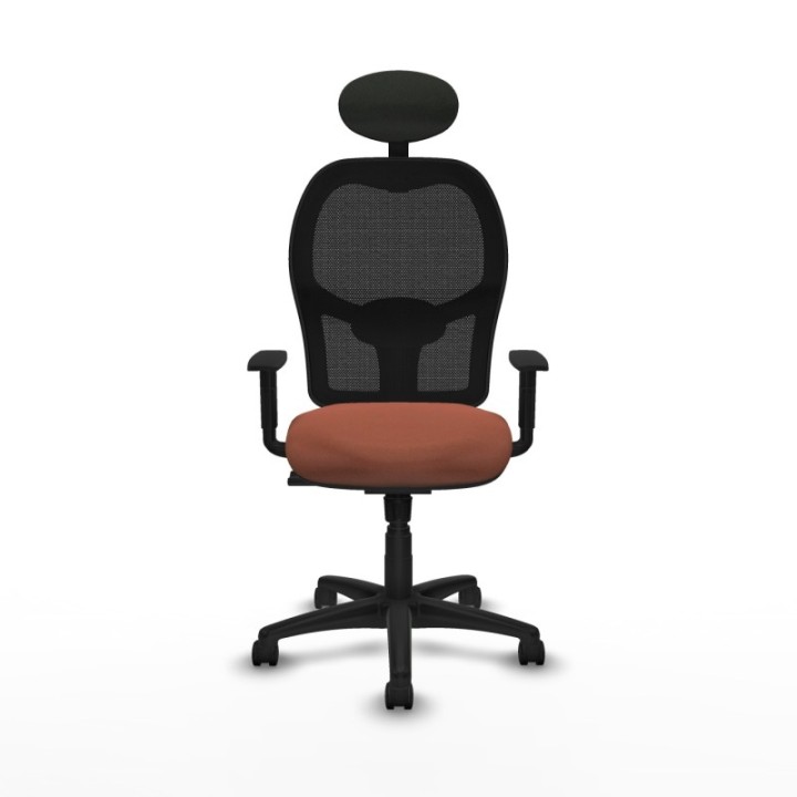 Alocén sincro malla negra bali marrón brazos 1D base poliamida cabecero fijo ruedas nailon 50mm