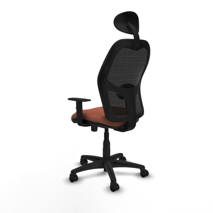 Alocén sincro malla negra bali marrón brazos 1D base poliamida cabecero fijo ruedas nailon 50mm