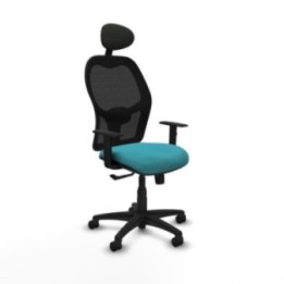 Alocén sincro malla negra bali turquesa brazos 1D base poliamida cabecero fijo ruedas nailon 50mm