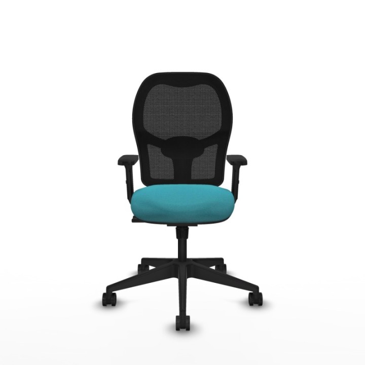 Alocén sincro malla negra bali turquesa brazos 2D base piramidal  ruedas nailon 65mm