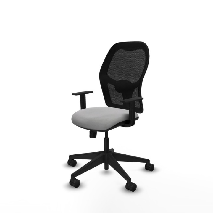 Alocén sincro malla negra bali gris claro brazos 1D base piramidal  ruedas nailon 65mm