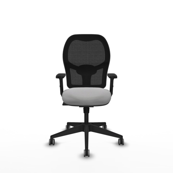 Alocén sincro malla negra bali gris claro brazos 2D base piramidal  ruedas engomadas 65mm