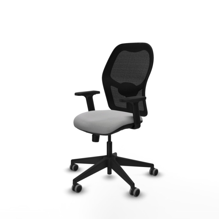 Alocén sincro malla negra bali gris claro brazos 2D base piramidal  ruedas engomadas 65mm